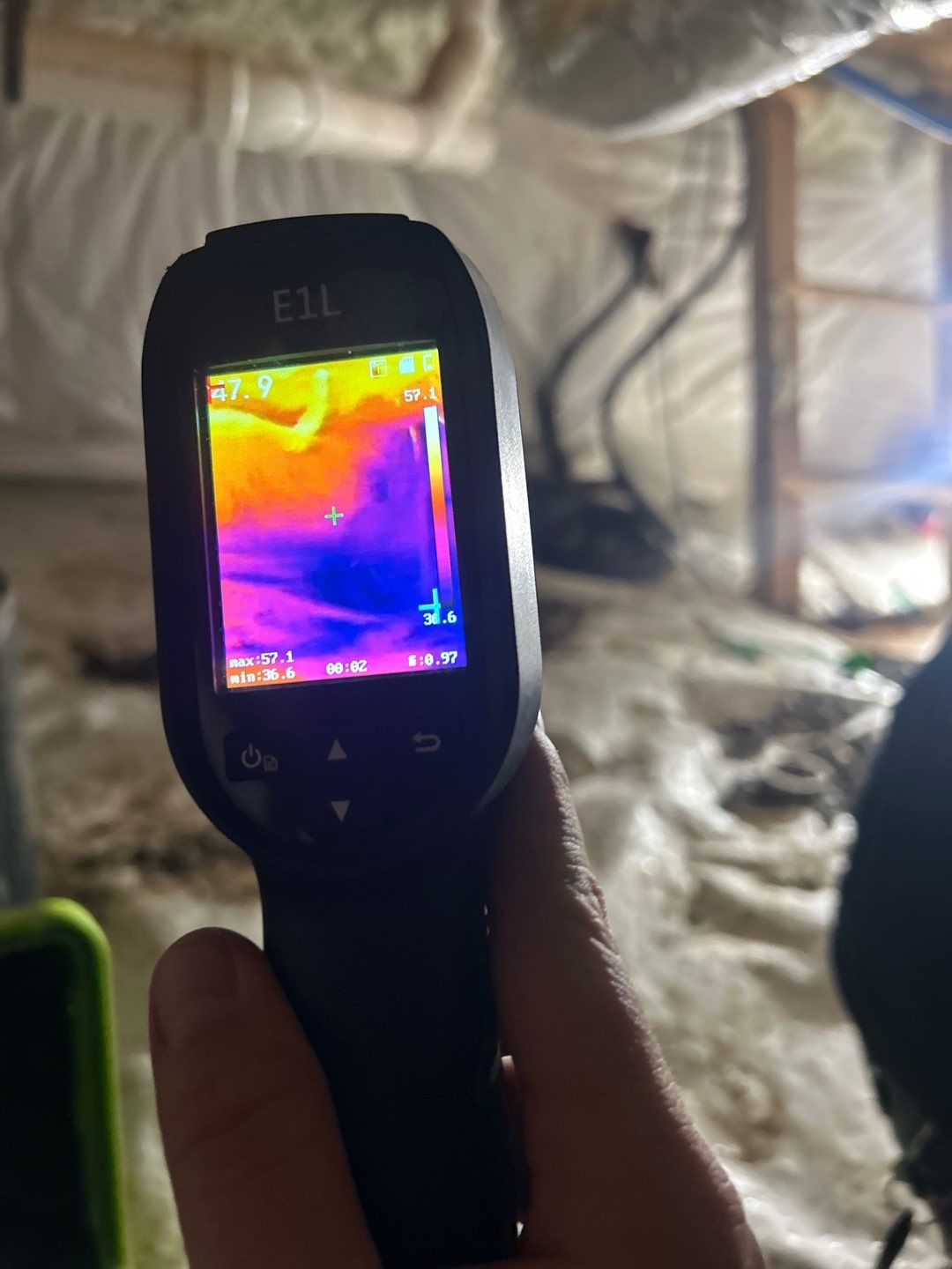 infrared camera showing water leak cold spot